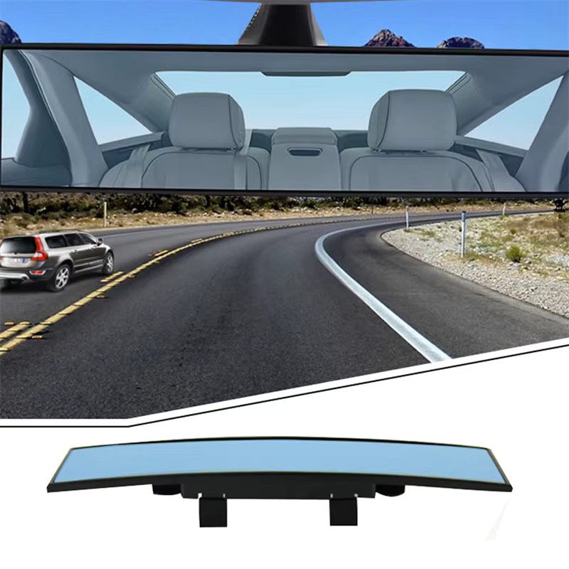 Universal Weitwinkel-Rückspiegel mit Blendschutz als gebogener Blinder-Winkel-Spiegel für das Auto, Blau, Durchmesser: 27 cm - Bild 3