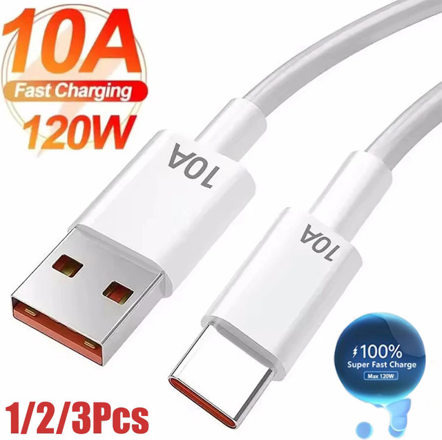 Xiaomi USB auf Typ-C Ladekabel für Android, 120W 10A Hochgeschwindigkeits-Datenübertragung, Weiß - Bild 1