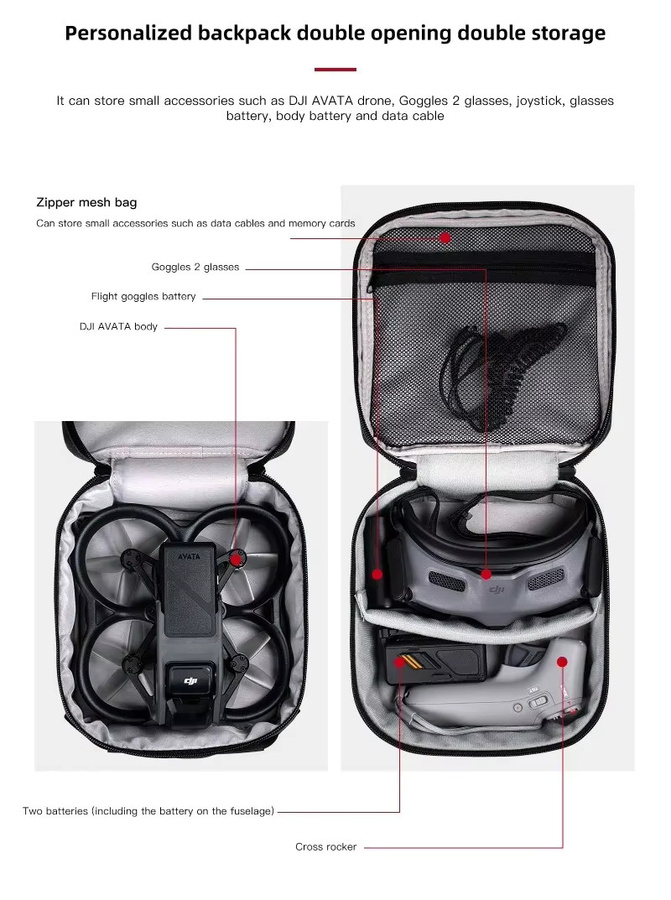 DJI Avata Mini Tragetasche mit großem Stauraum für Drohnenzubehör - Bild 6