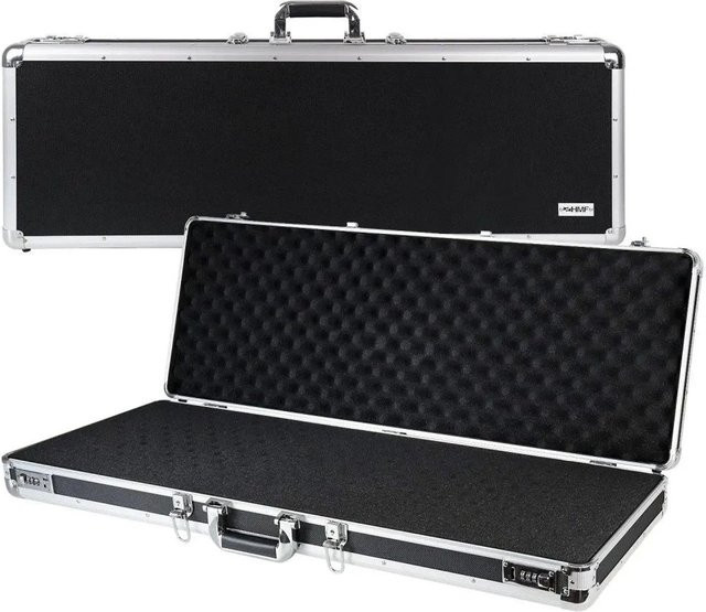 HMF Alu Transportkoffer mit Rasterschaumstoff in Schwarz B: 96 cm, T: 36 cm, H: 12 cm - Bild 1