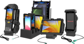 RAM Mounts GDS Halteschale mit Schlüsselverriegelung für Zebra EC50 und EC55 mit IntelliSkin Schutzhülle, Schwarz, USB-C Anschluss - Bild 1