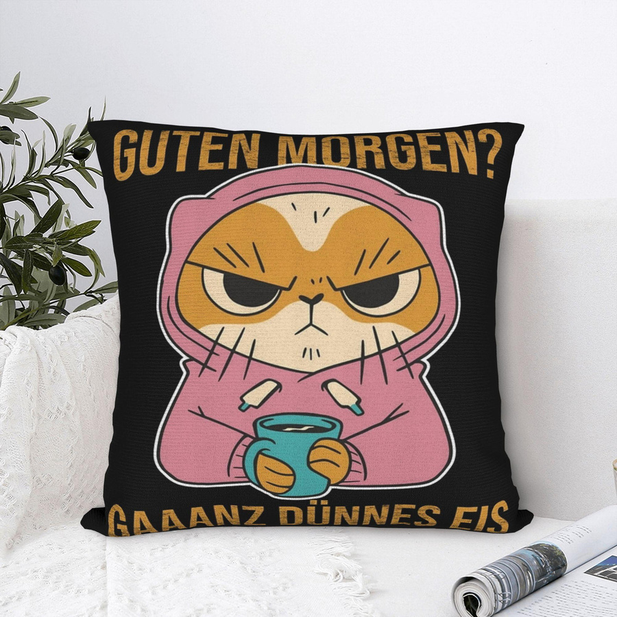 Dekorative Kissenhülle Guten Morgen Ganz Dünnes Eis mit Print, Peach Skin Material, B x H: 18 x 18 cm - Bild 2