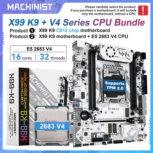MACHINIST X99 K9 Motherboard LGA2011-3 mit Wi-Fi, M-ATX, DDR4-Unterstützung und Dual M.2 NVMe Slots - Bild 1
