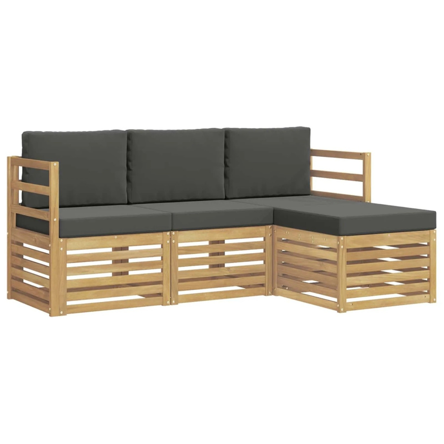 vidaXL Outdoor-Sofagarnitur 4-teilig aus Akazienholz in Anthrazit und Weiß mit Polsterkissen - Bild 2