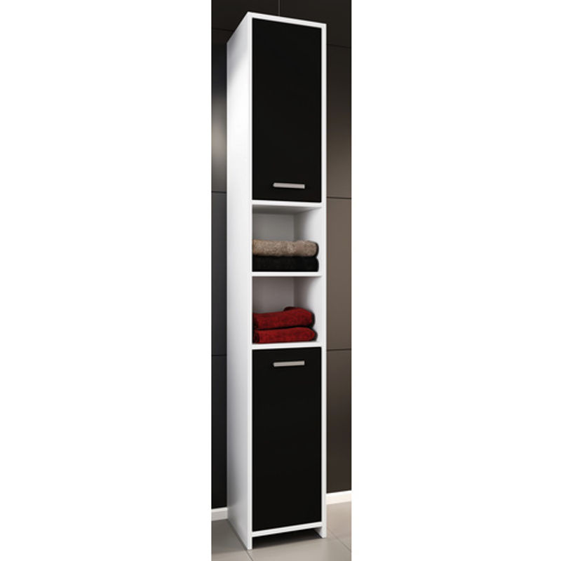 VCM Hochschrank Zalo mit offenen Regalfächern in Weiß/Schwarz, B/H/T: 30,4 x 180 x 30 cm - Bild 2