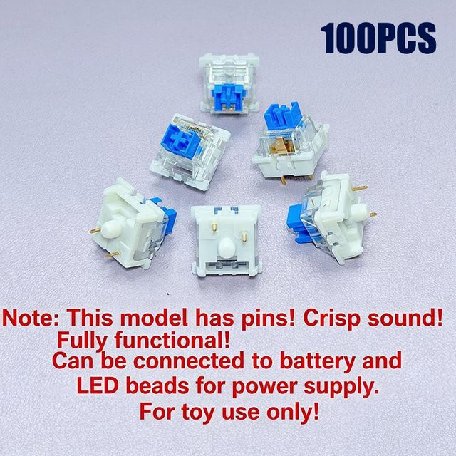 100 Stück Mechanische Tastatur-Schalter Mini Fidget Spielzeug Clicker in Weiß von EmilyWoo - Bild 1