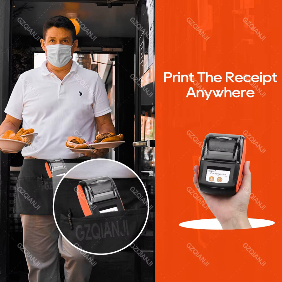 GZQIANJI PT-210 Mini Tragbarer Thermodrucker mit Bluetooth für Windows Android iOS, 58mm Belegdrucker Schwarz - Bild 4