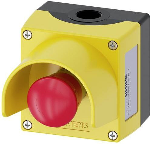 Siemens SIRIUS ACT Not-Aus-Schalter mit Schutzkragen, Gelb, IP69K, B/T/H: 8,5 x 8,94 x 11,25 cm - Bild 1