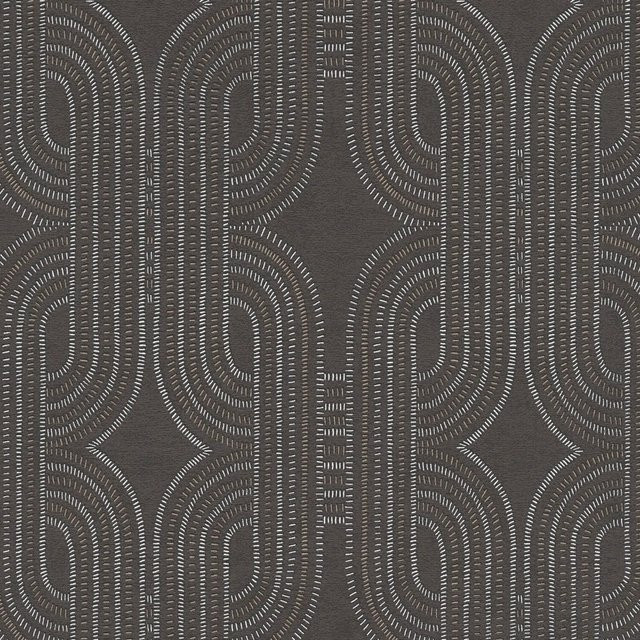 PROFHOME Retro Tapete Grafisch in Anthrazit, Silber und Grau, Vlies, 0,53 m x 10,05 m - Bild 1