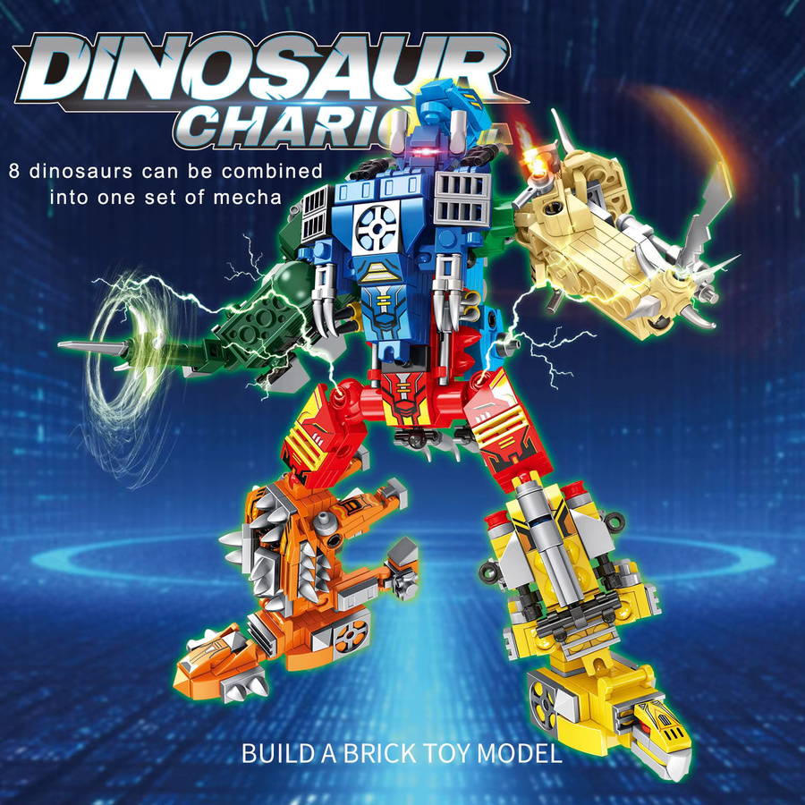 TYCOLE 8in1 Dinosaurier Transformation Roboter Bausteine Set, 821 Teile, Mehrfarbig - Bild 3