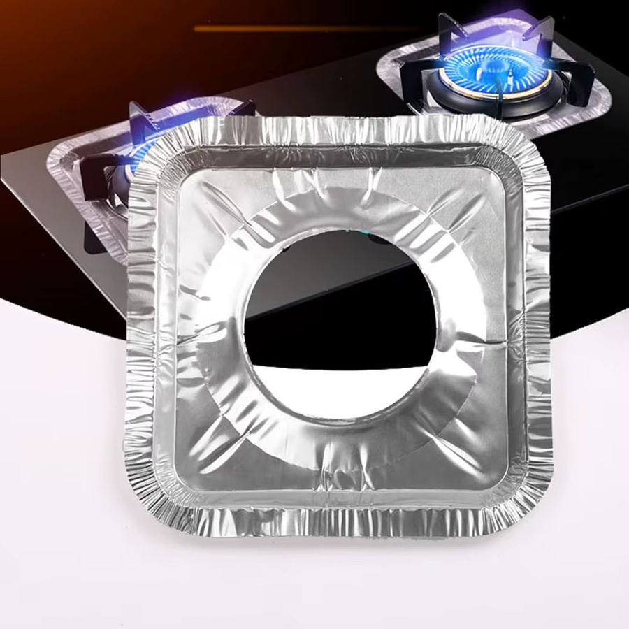 FEB.WIND Quadratische Einweg-Gasherd-Einlagen aus Aluminiumfolie in Silber, 10/20 Stück - Bild 5