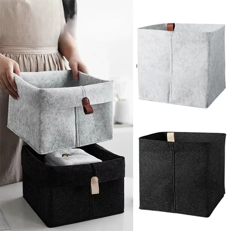 Trebalena Filz-Aufbewahrungskorb als Schreibtisch-Organizer und Mehrzweck-Box in Schwarz und Grau, B/T/H: 20 x 20 x 12 cm - Bild 1