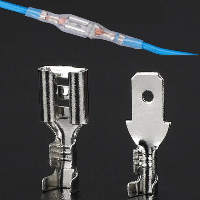 Stecker und Buchsen-Steckverbinder mit Federklemmen und transparenter Hülle für elektrische Kabelverbindungen, Größen: 2,8 mm, 4,8 mm und 6,3 mm, Farbe: Transparent/Silber - Bild 1