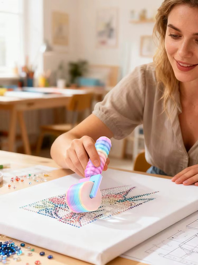 Strass Applikator Roller für Diamanten und Perlen mit abnehmbarem Griff für DIY Stickerei und Handwerksarbeiten, Multicolour - Bild 2