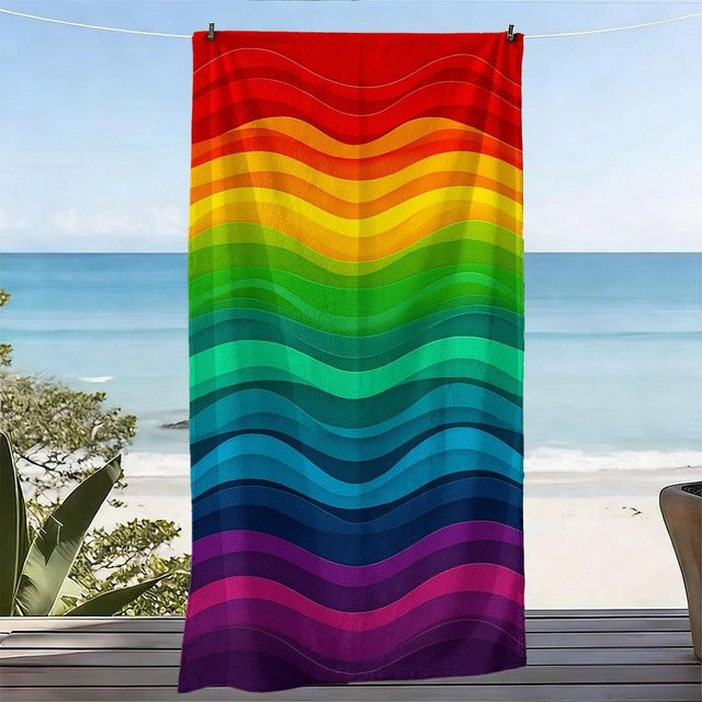 Shanika Chen Strandtuch Regenbogenstreifen Multicolor B: 40 cm, H: 60 cm - Bild 1