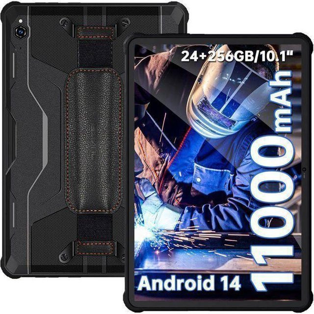 OUKITEL RT9 Robustes Android 14 Tablet mit 10,1 Zoll Display, 24 GB RAM, 256 GB Speicher, 11000 mAh Akku, Dual-SIM, 4G, GPS und IP68 Schutz, Schwarz - Bild 1