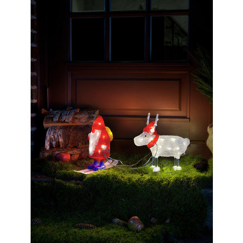 Konstsmide LED Acryl-Figur Weihnachtsmann mit Rentier in Rot und Weiß, Höhe: 24,5 cm - Bild 2