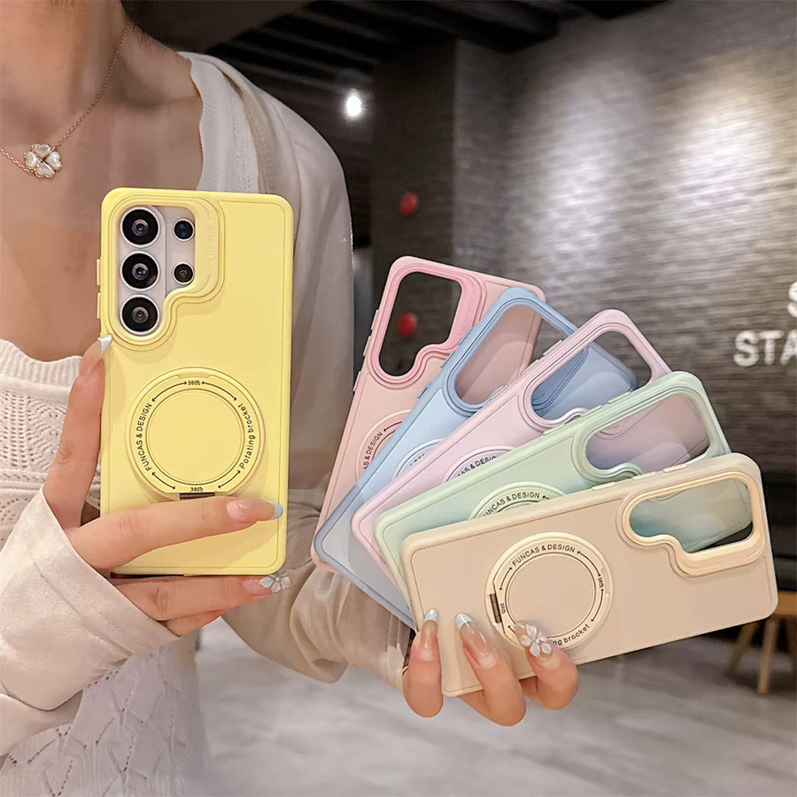 360 Grad drehbarer Ständerhalter mit kabelloser Ladefunktion und Magnet für MagSafe kompatible Samsung Galaxy S26 S25 S24 Plus Ultra Silikonhülle - Bild 2