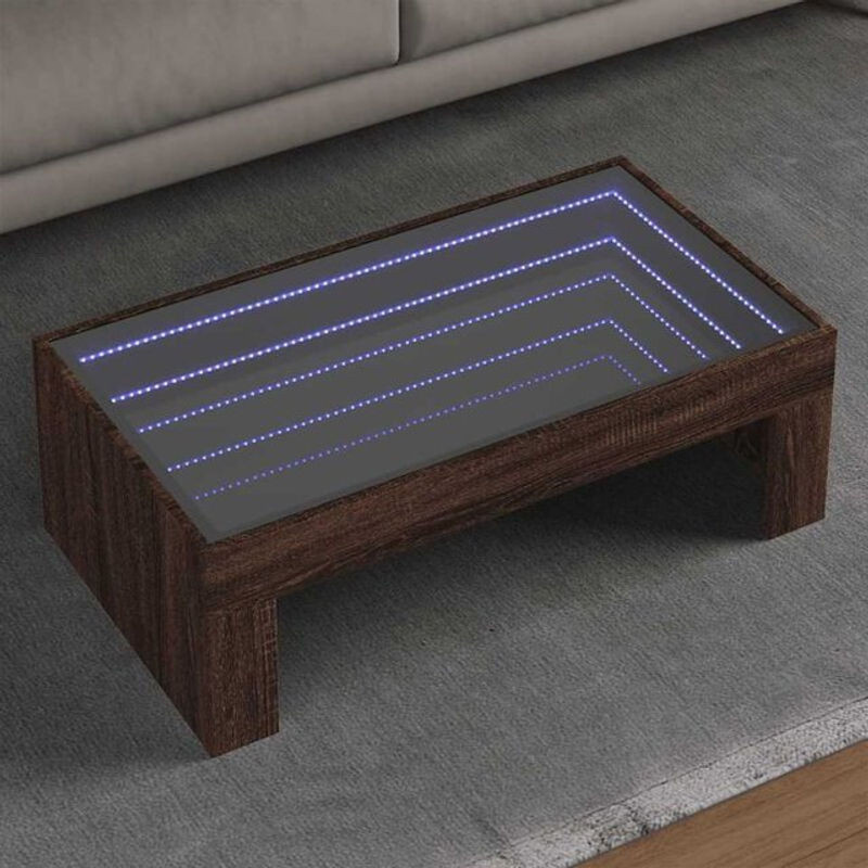 Vidaxl Couchtisch Modern mit Infinity-LED in Braun Eichen-Optik, B/T/H: 90 x 50 x 30 cm - Bild 1