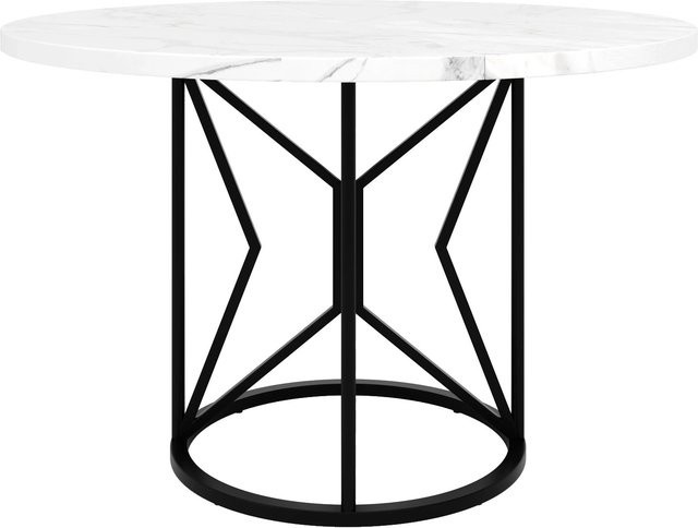 Merax Runder Esstisch mit Metallgestell und MDF-Platte in Schwarz oder Weiß, Durchmesser: 100 cm, Höhe: 76 cm - Bild 1