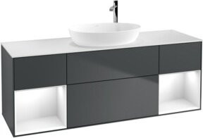 V&B Waschtischunterschrank Finion in Weiß, Grau und Blau lackiert, Breite: 160 cm - Bild 1