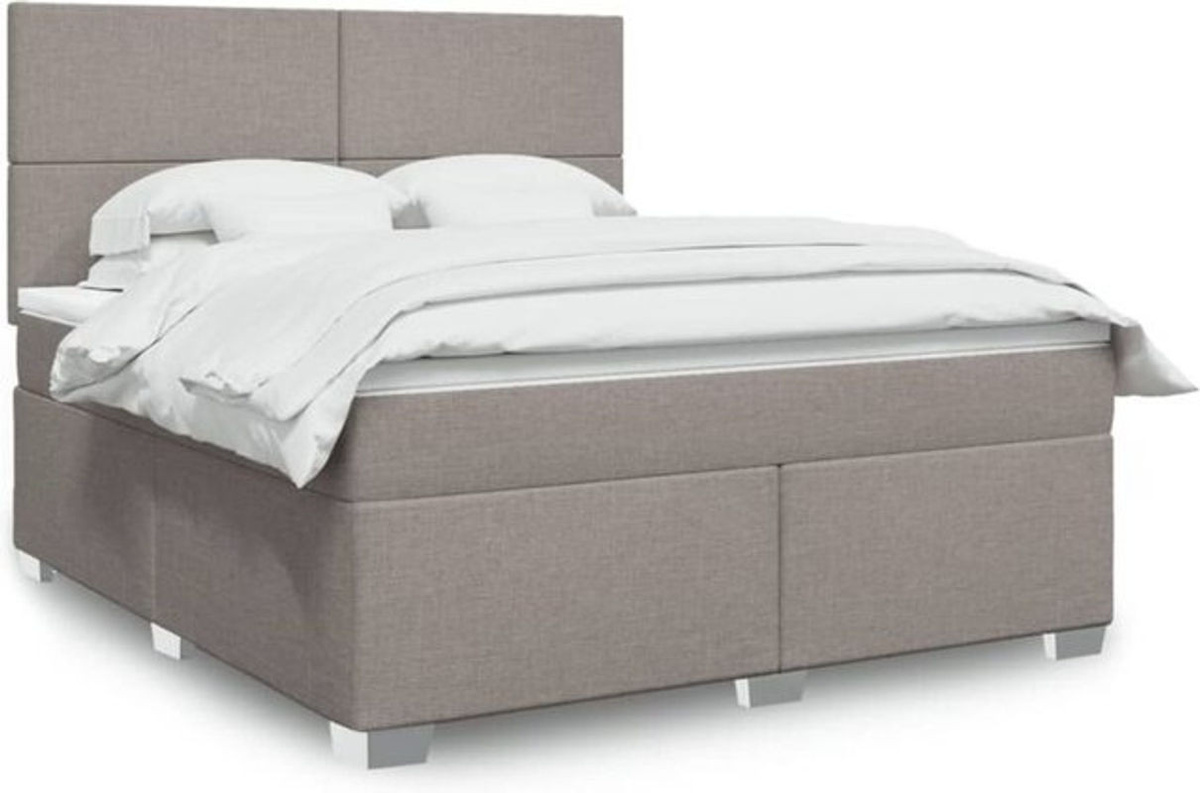 Vidaxl Boxspringbett mit Matratze in Taupe meliert und Weiß aus Stoff und Holzwerkstoff B/T/H: 180 x 200 cm - Bild 1