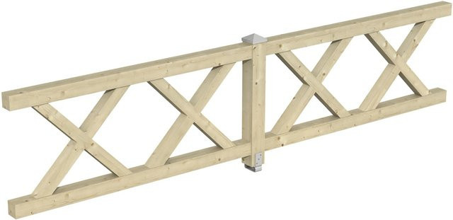 Skan Holz Brüstung Andreaskreuz aus Fichte in Natur, B/H: 78,5 x 84 cm - Bild 1