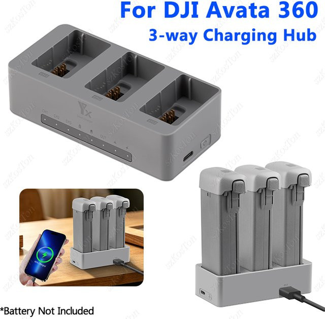 DJI AVATA 360 Ladekoffer mit 3-Port-Ladegerät und 100W Schnell-Ladehub als tragbare Notfall-Powerbank in Grau - Bild 1