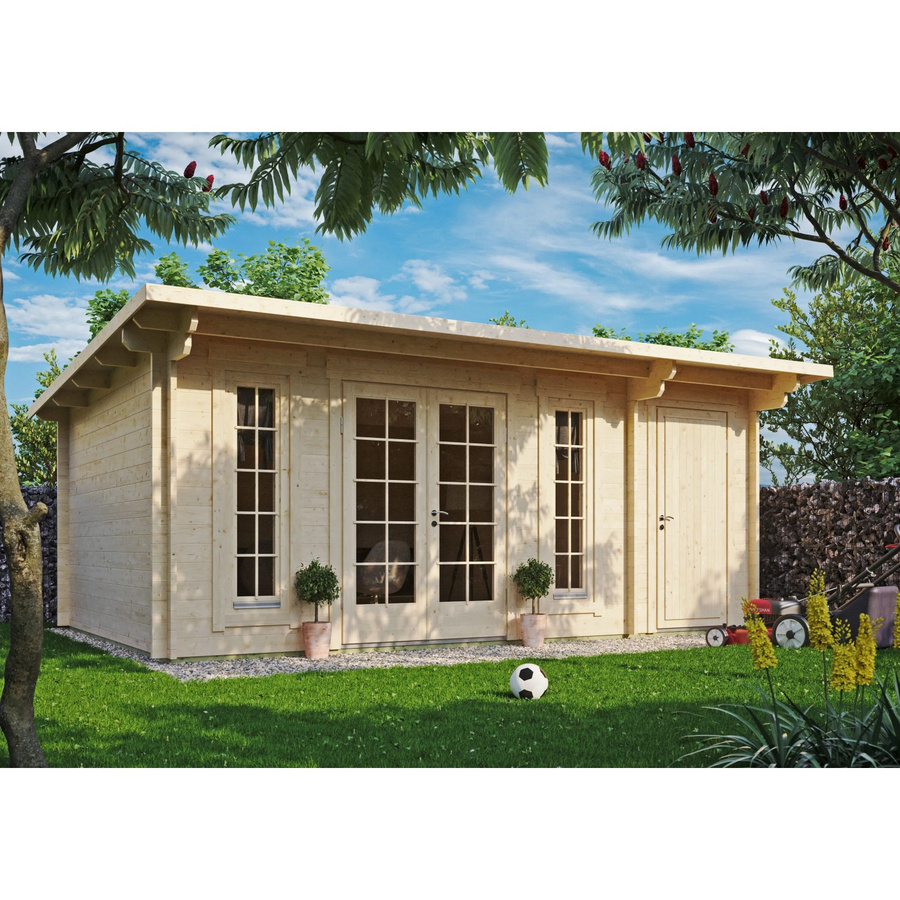 Fjordholz Gartenhaus Jacob 44 C als Blockhaus mit Abstellraum aus imprägnierter Kiefer in Beige - Bild 2