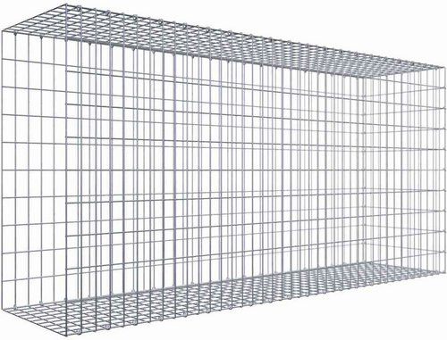 Gabiona Anbaukorb Typ 2 aus Stahl in Silbergrau, B/H/T: 100 x 200 x 50 cm, Maschenweite 5 x 10 cm - Bild 1