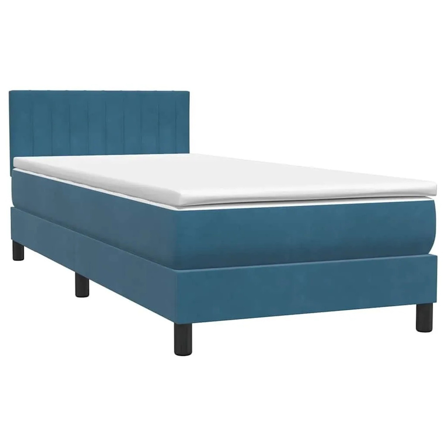vidaXL Boxspringbett mit Matratze in Dunkelblau aus Samt, Hybridbett mit Taschenfederkern, B/T/H: 80 x 223 x 78 cm - Bild 2