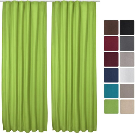 Beautissu Amelie Thermovorhang mit Kräuselband, 2-teiliges Set, Grün, Breite: 140 cm, Höhe: 245 cm