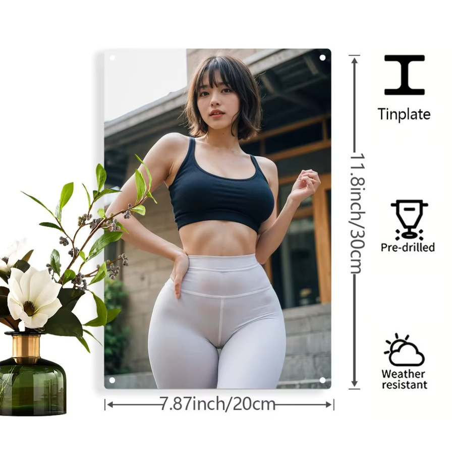 HELLOYOUNG Outdoor-Fitness-Wandkunst aus Metall für Damen, modernes Eisengemälde in Mehrfarbig, B: 20,0 cm, H: 30,0 cm - Bild 3