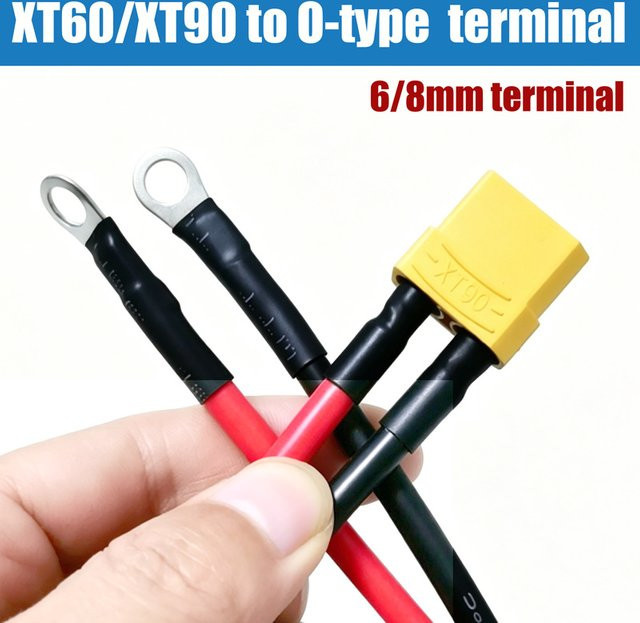 XT90 und XT60 Stecker sowie Buchsen mit 6/8mm Kupferkabelende für Modellflugzeuge, Hochstrom-Ladekabel 10/12AWG in Gelb - Bild 1