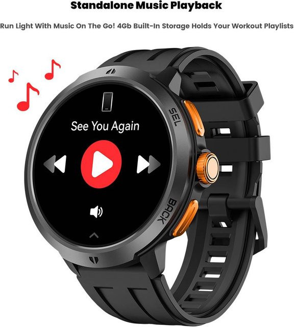 LEADOYS C33 Herren-Sport-Armbanduhr in Schwarz mit Musikfunktion und wasserfester Technologie für Schwimmen und Laufen - Bild 1
