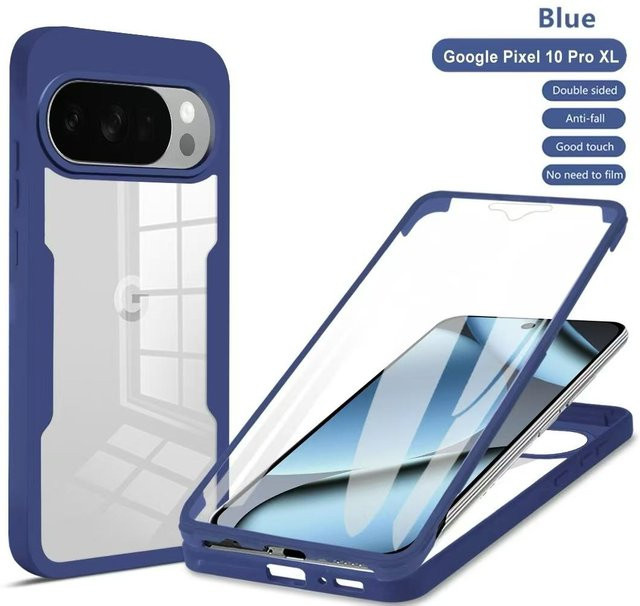 Xiangyun 3in1 Armor 360 Grad Vollschutz Hülle mit Displayschutz für Google Pixel 10, 10a und 9 Pro XL, Transparent Blau, Anti-Drop Schutzhülle aus PC und TPU - Bild 1