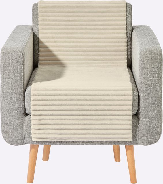 Heine Sesselauflage Beige mit Armlehnenschoner und Anti-Rutsch-Rückseite aus 100% Polyester - Bild 1
