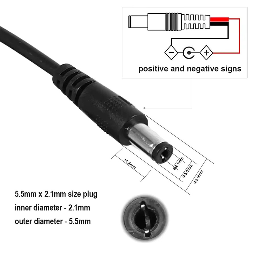 YSRSAI DC Power Splitter Kabel 5,5mm 2,1mm Schwarz für LED Streifen, Kamera und CCTV - Bild 2