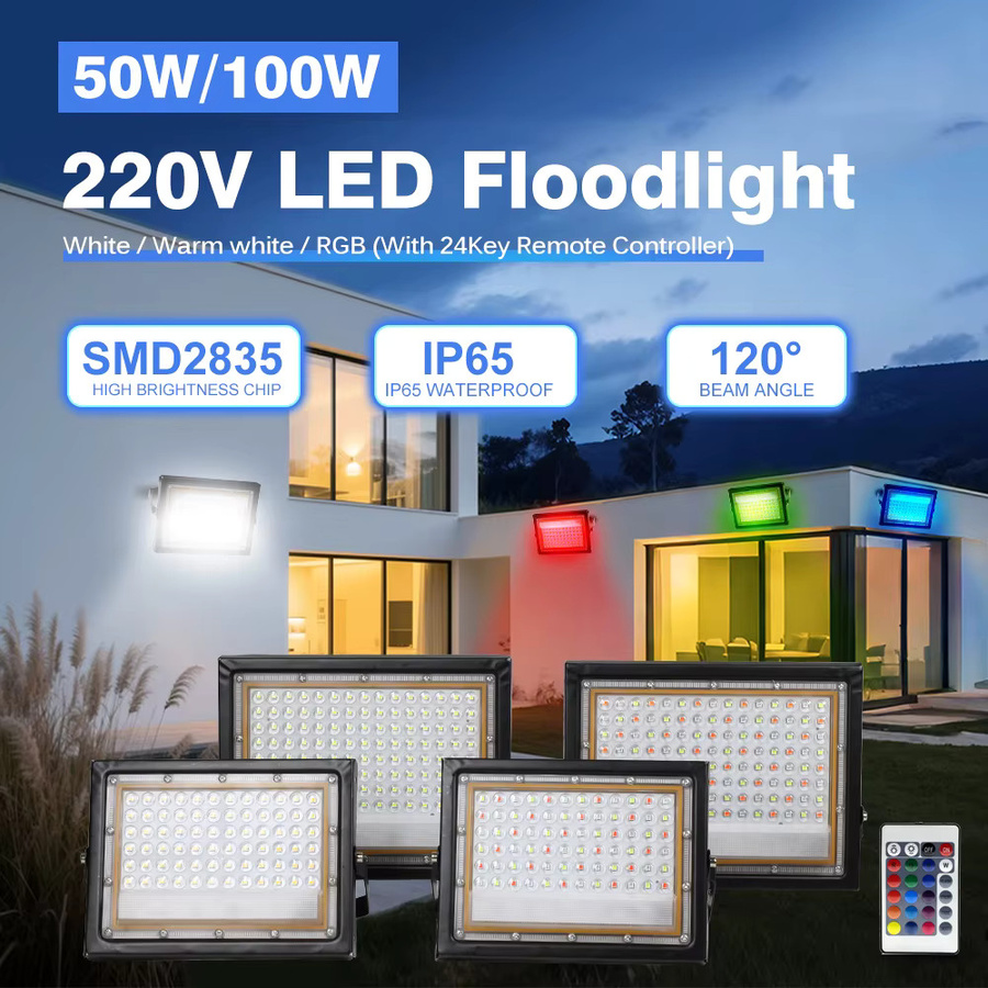 GRAXGROW LED-Außenflutlicht in Schwarz mit RGB-Funktion und Schalter, modernes Aluminium-Gehäuse für den Garten - Bild 2