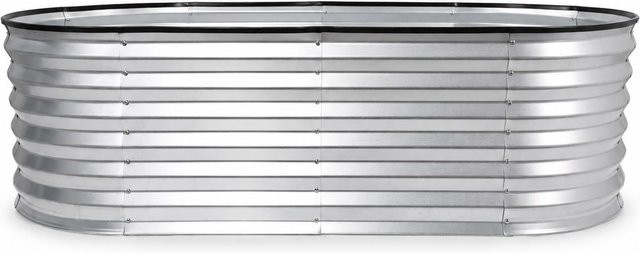 Lemodo Metallhochbeet für Kinder, ovales Hochbeet aus verzinktem Stahl, Farbe: Silber, B/T/H: 160 x 80 x 45 cm - Bild 1
