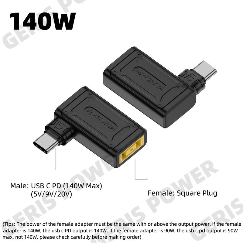 Geris Power PD 140 W DC zu USB-C Konverter in Schwarz mit verschiedenen Barrel-Steckertypen für Laptop und Telefon - Bild 2