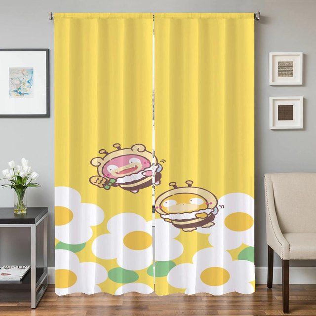 2er-Set Verdunkelungsvorhänge für Türen und Wohnzimmer in Gelb, Breite: 50 cm, Höhe: 70 cm - Bild 1