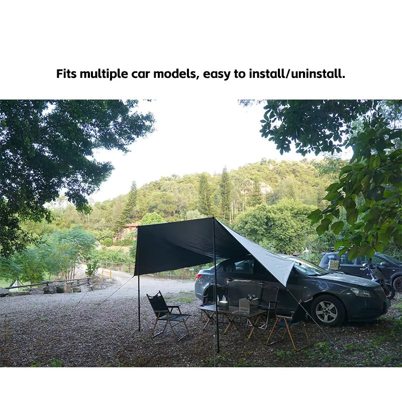 Hide Walker Fledermausförmige Auto-Seitenmarkise mit Schwarzer Beschichtung, Wasserdichtes Camping-Zelt für SUV und Van, B/T: 3 x 2 m, Farbe: Schwarz - Bild 2