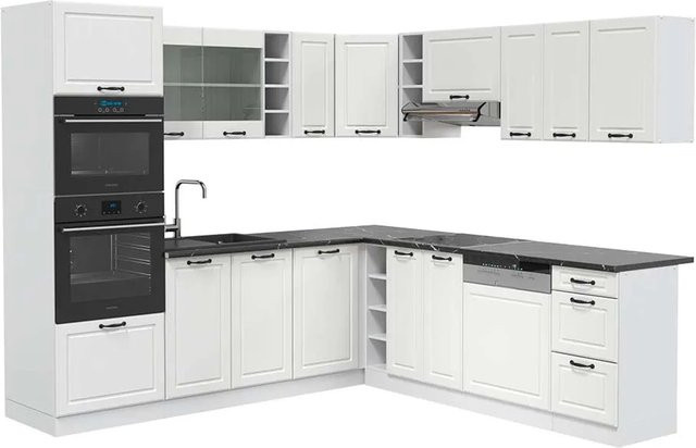 Vicco R-Line Eckküche Landhaus Stil in Weiß und Anthrazit B/T/H: 237 x 247 x 81,6 cm - Bild 1