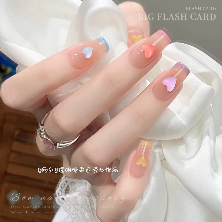 YYM Nagelaccessoires, 6er-Set, matte 3D-Herz-Nagelkunst-Dekoration - Bild 2