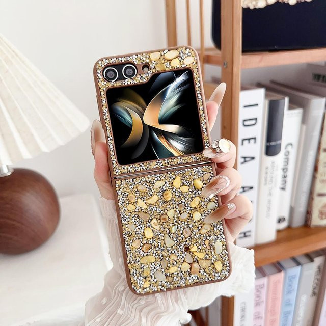 Funkelnde Diamant Brillant Handyhülle mit weicher Kante aus TPU für Samsung Galaxy Z Flip 7 6 5 4 3 in Gold - Bild 1