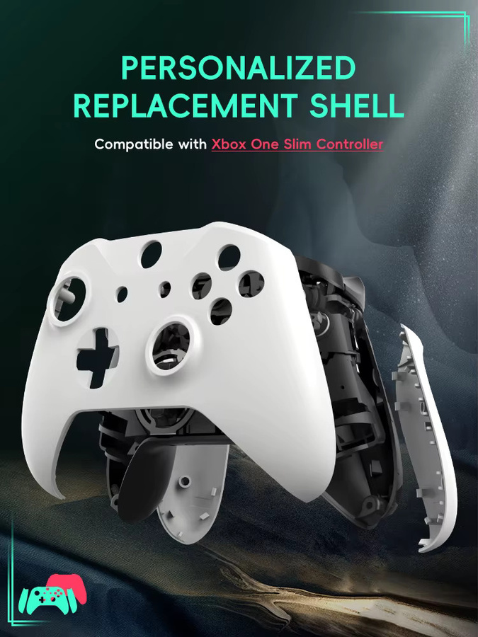 DATA FROG Ersatzgehäuseschale für Xbox One Controller in Weiß mit rutschfesten Griffen als DIY-Mod-Kit und Schutzhülle - Bild 1