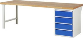 Rau Werkbank 7509A1 mit 4 Schubladen, Multicolor, B: 250 cm, T: 90 cm, H: 89 cm - Bild 1