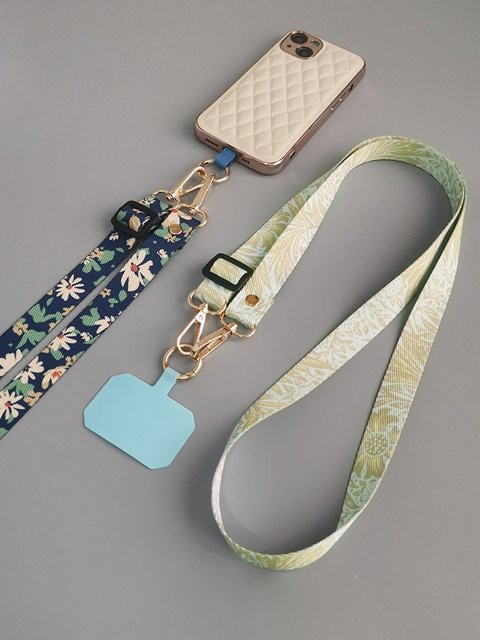 Gelbe bemalte Mobiltelefon-Umhängetasche mit verstellbarem Nackenband und Anti-Verlust-Lanyard - Bild 1