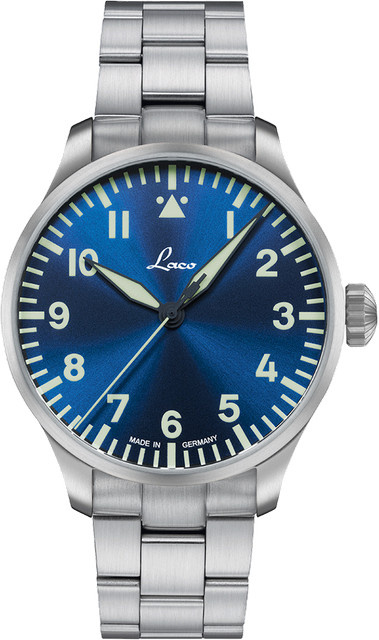Laco Fliegeruhr, Automatik, Edelstahl, Blau, 42 mm - Bild 1